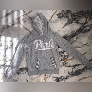 PINK Victoria's Secret Heather Gray Hoodie with White Logo